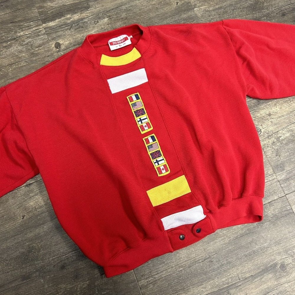 Vintage 80's Parcours by Tan Jay International‎ Flags Crewneck Sweatshirt Medium